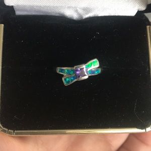 Turquoise and amethyst ring